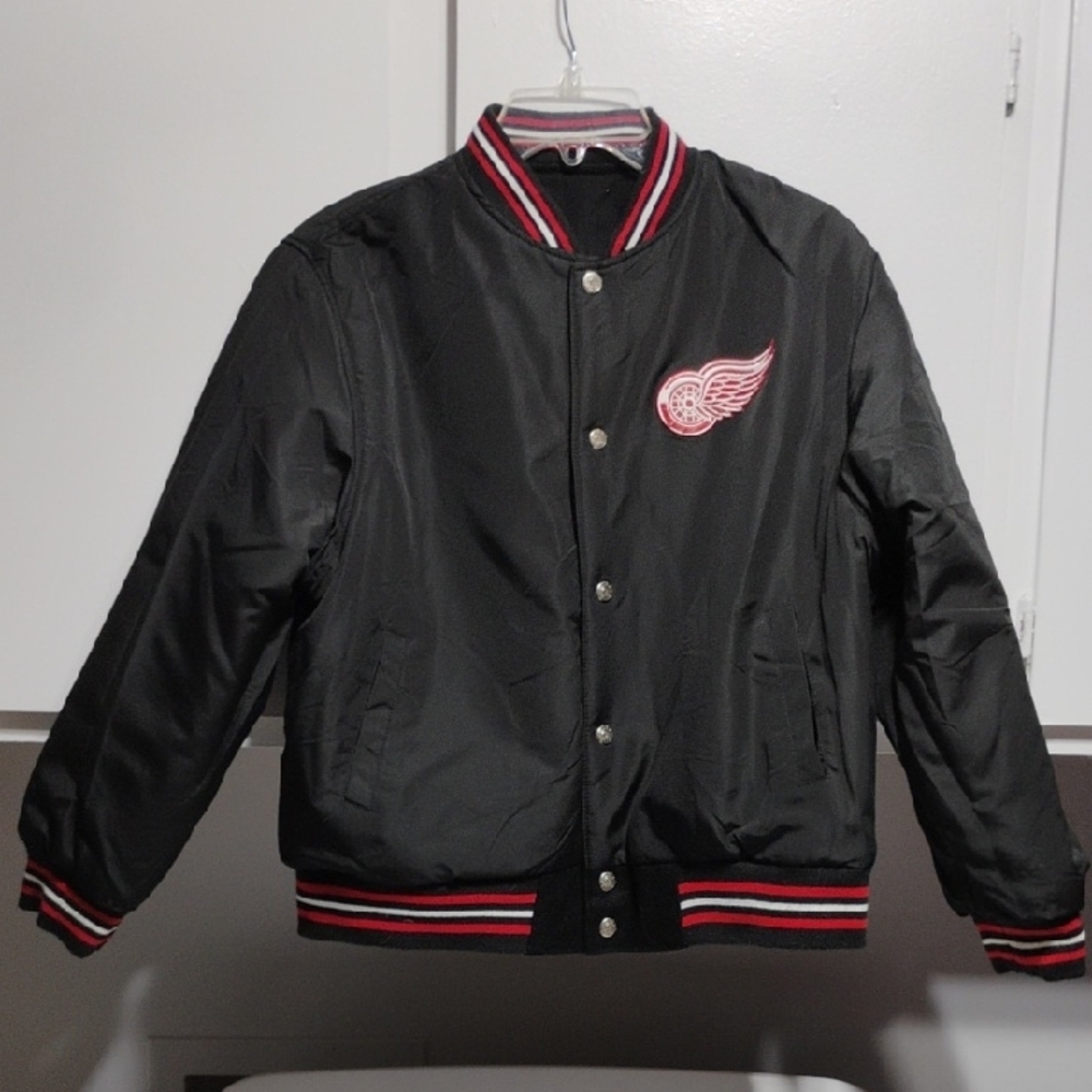 NHL Detroit Red Wings Kids Wool/Leather Reversible Jacket Sz.13/14 (BX10) - Picture 5 of 10